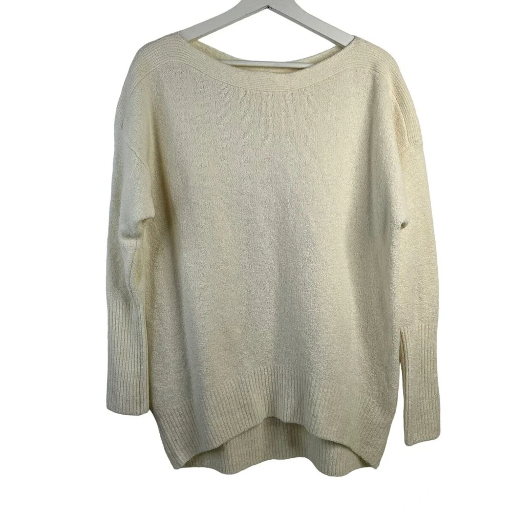 Anthropologie Size M Naomi Sweater Merino Wool Blend Boat Neck Oversized Slouchy